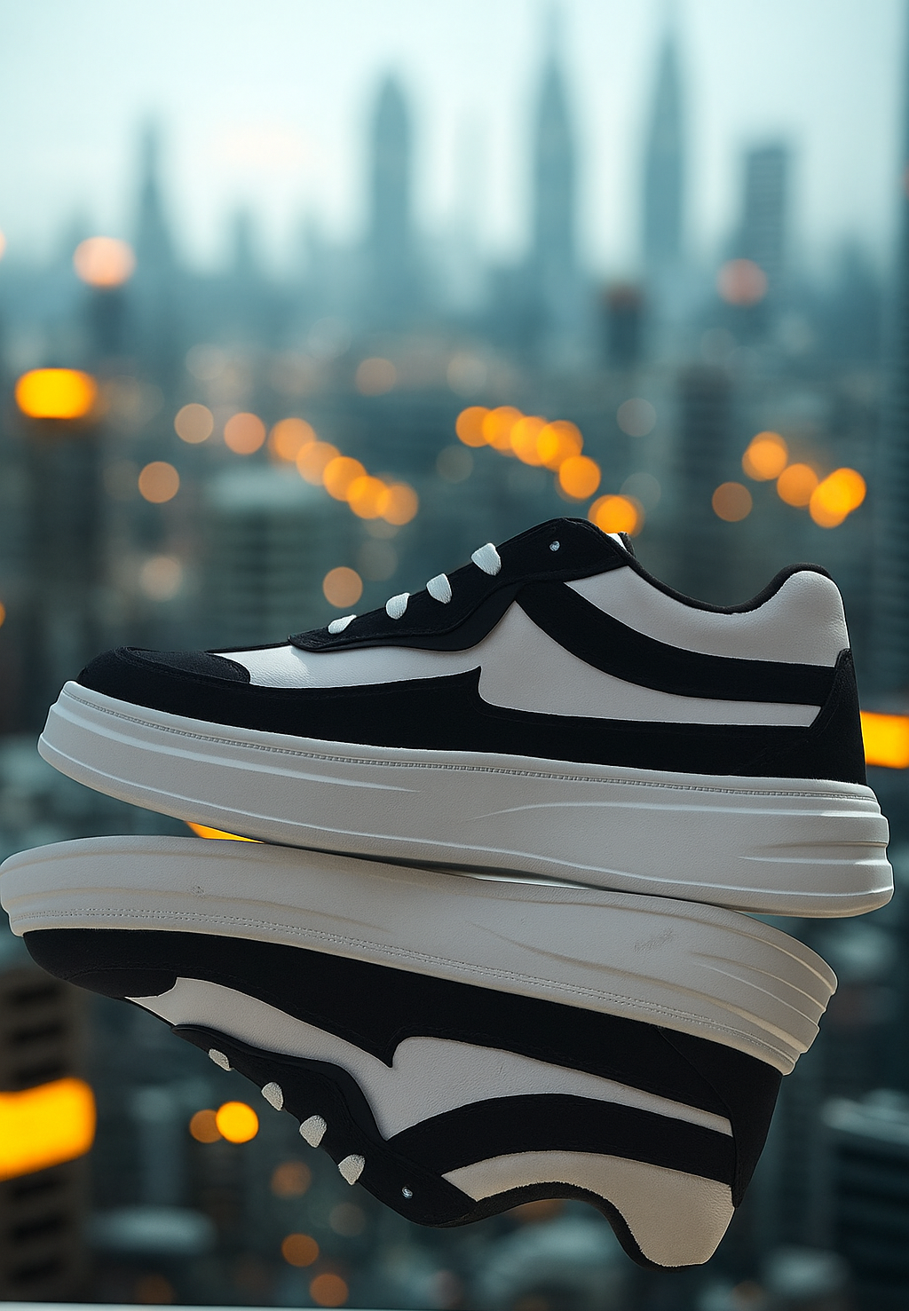 PAKSHULA Black–White Sporty Lifestyle Sneakers