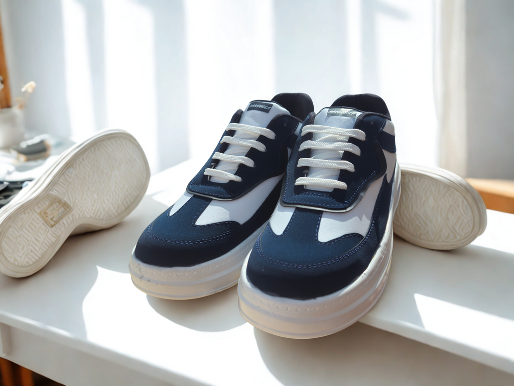 PAKSHULA Navy Blue–White Sporty Sneakers