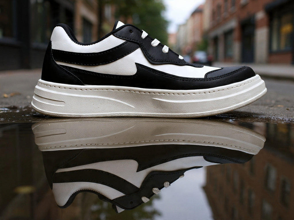 PAKSHULA Black–White Sporty Lifestyle Sneakers