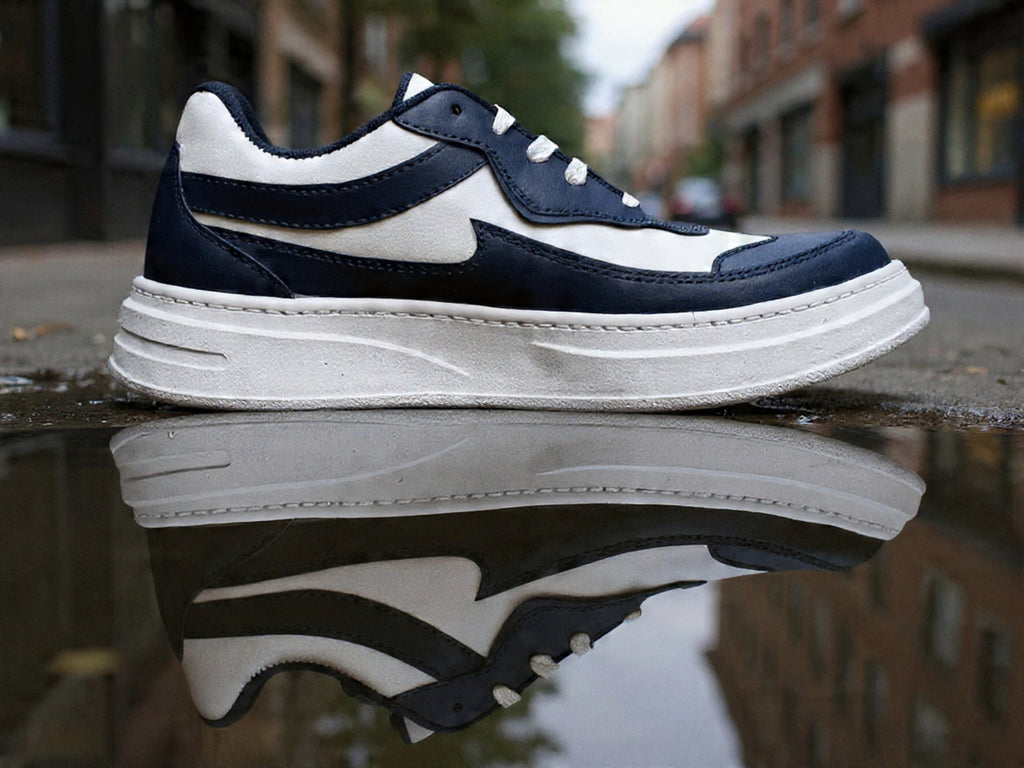PAKSHULA Navy Blue–White Sporty Sneakers