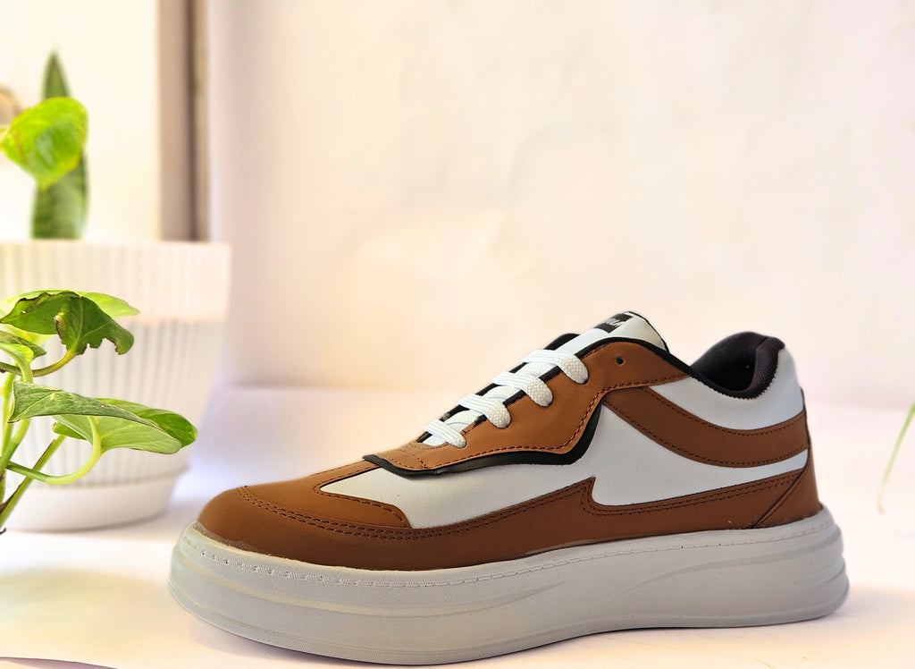 PAKSHULA Tan–White Sporty Sneakers