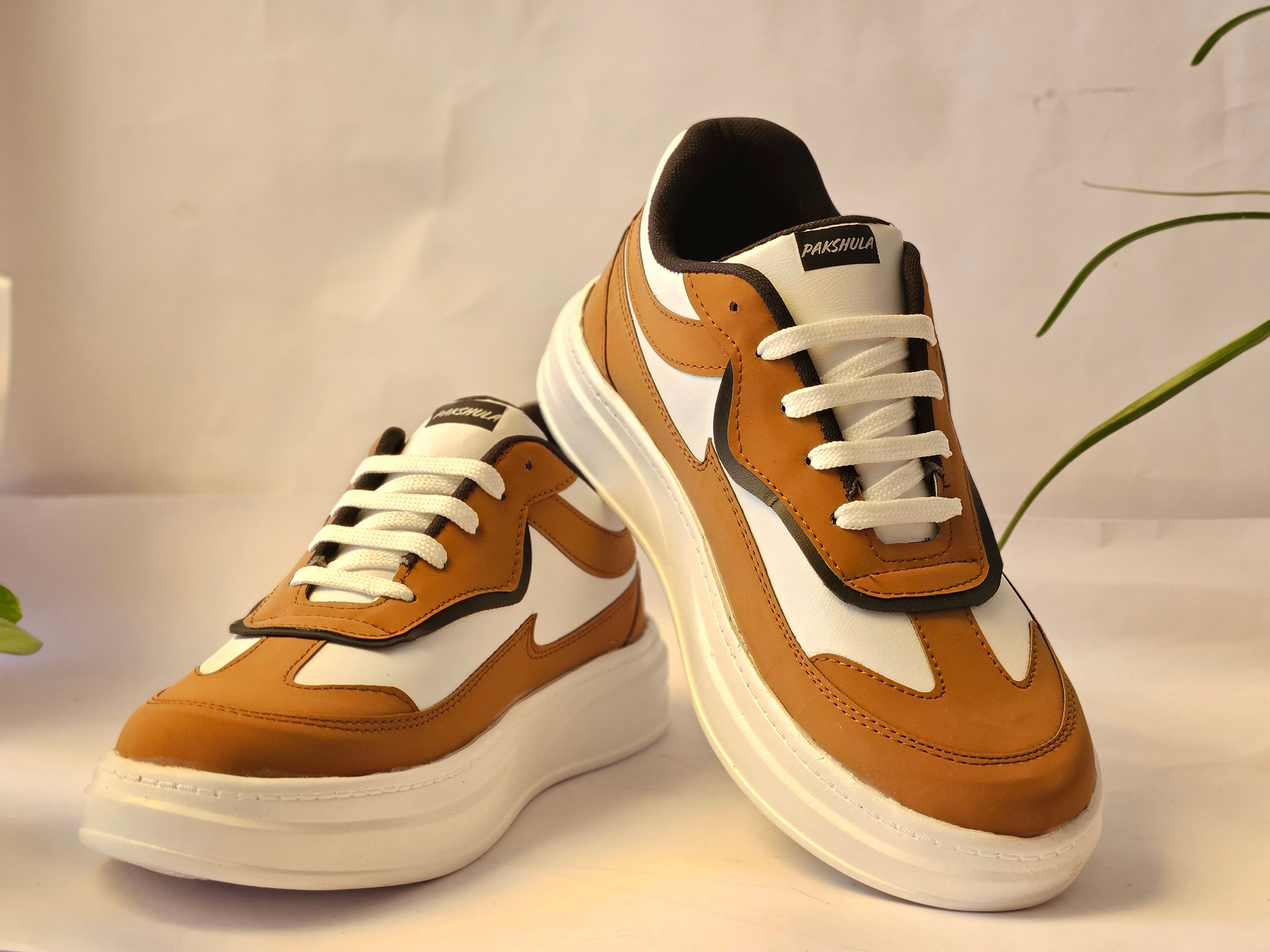 PAKSHULA Tan–White Sporty Sneakers