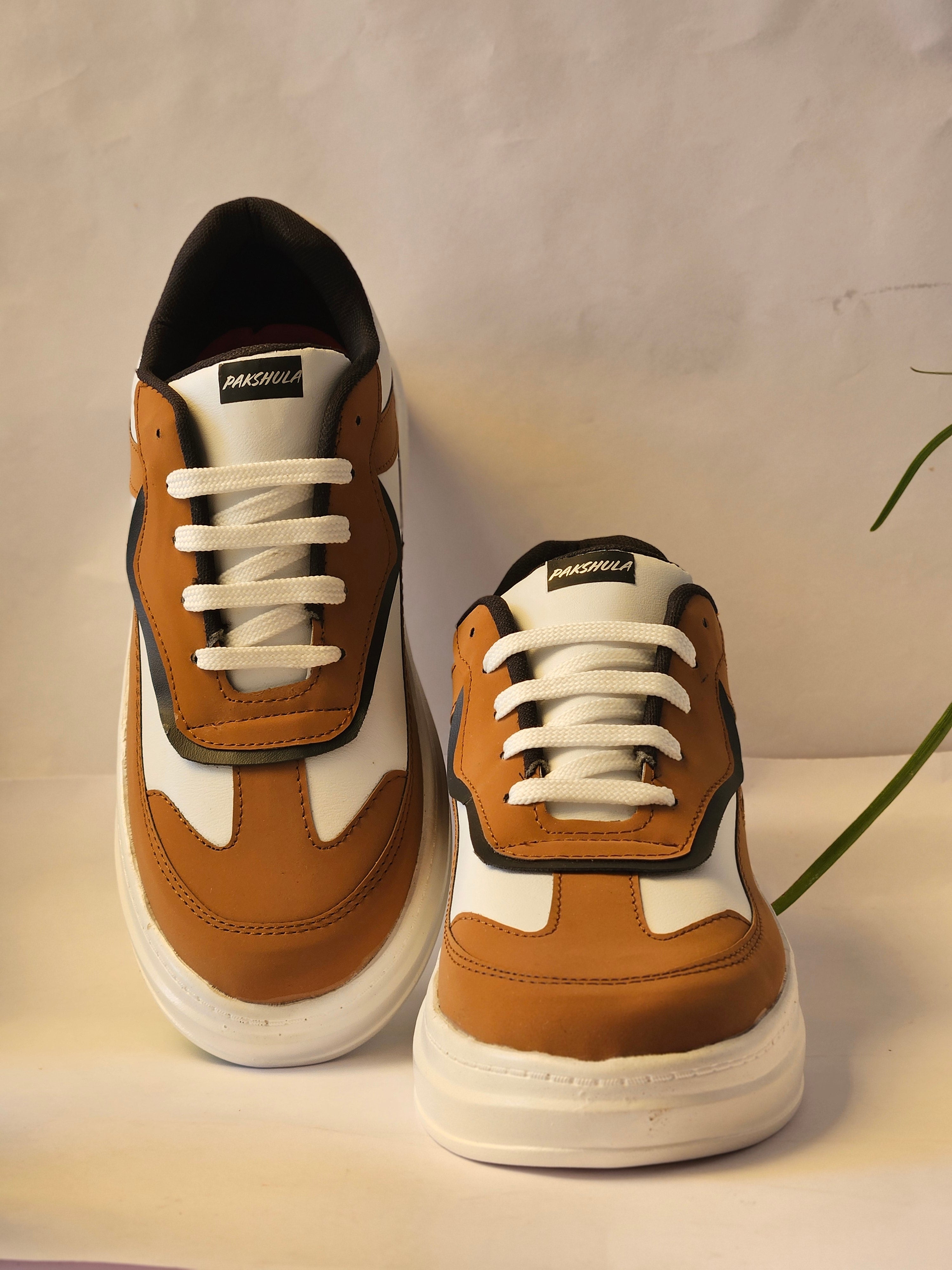 PAKSHULA Tan–White Sporty Sneakers